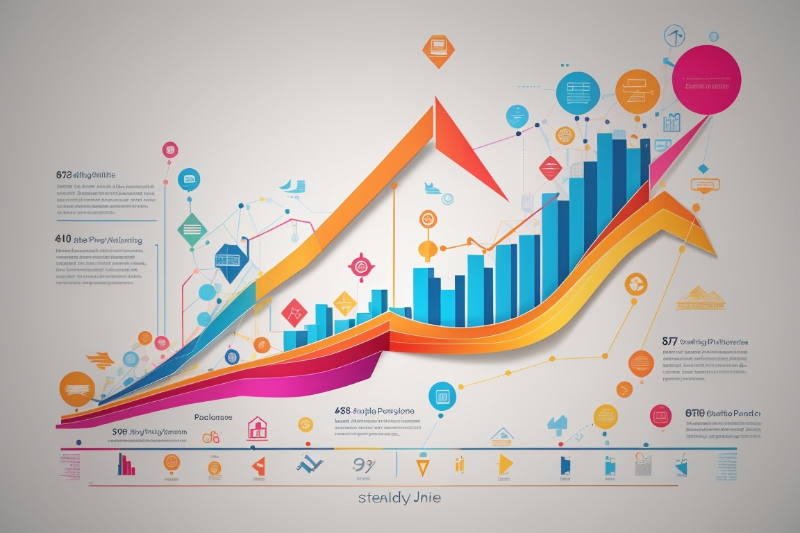 DreamShaper v7 A graph charting the steady rise of your compan 3